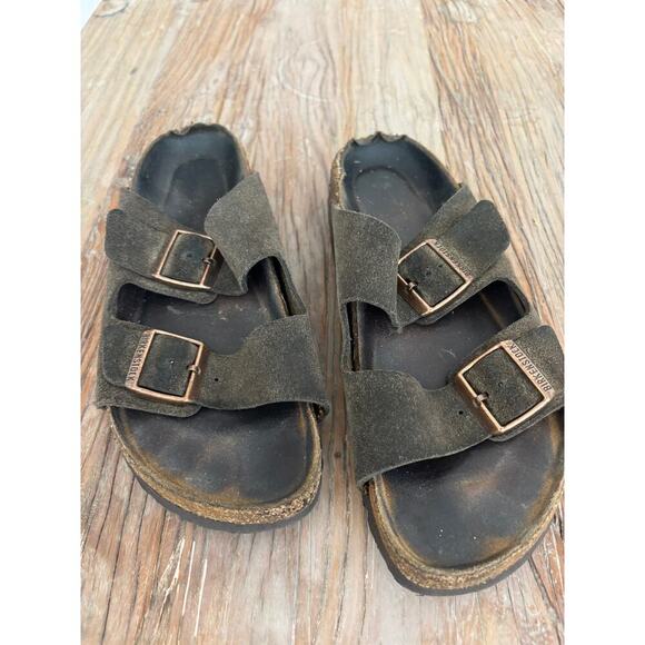 Birkenstock Arizona Brown Suede Sandals Slides Size 41 - Picture 2 of 8